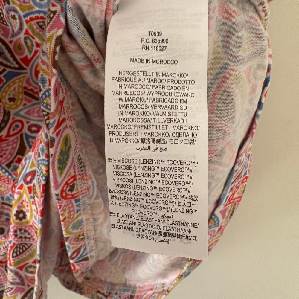Boden Women's Paisley V-Neck Top US 12 Multicolor Stretch‎ 3/4 Sleeve Blouse - Picture 4 of 9